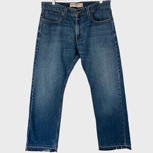 Levi's 514 Slim Straight Jeans Men's 34X30 Blue Medium Wash Raw-Hem Denim